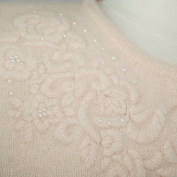 Vintage 80s Lambswool Angora Cardigan Sweater XL - Picture 2 of 9